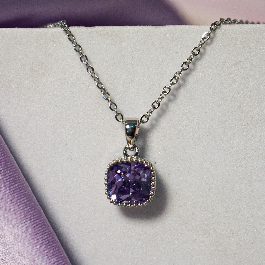 Dainty Silver Stoned Diamond Elegance Pendant - Salty Accessories