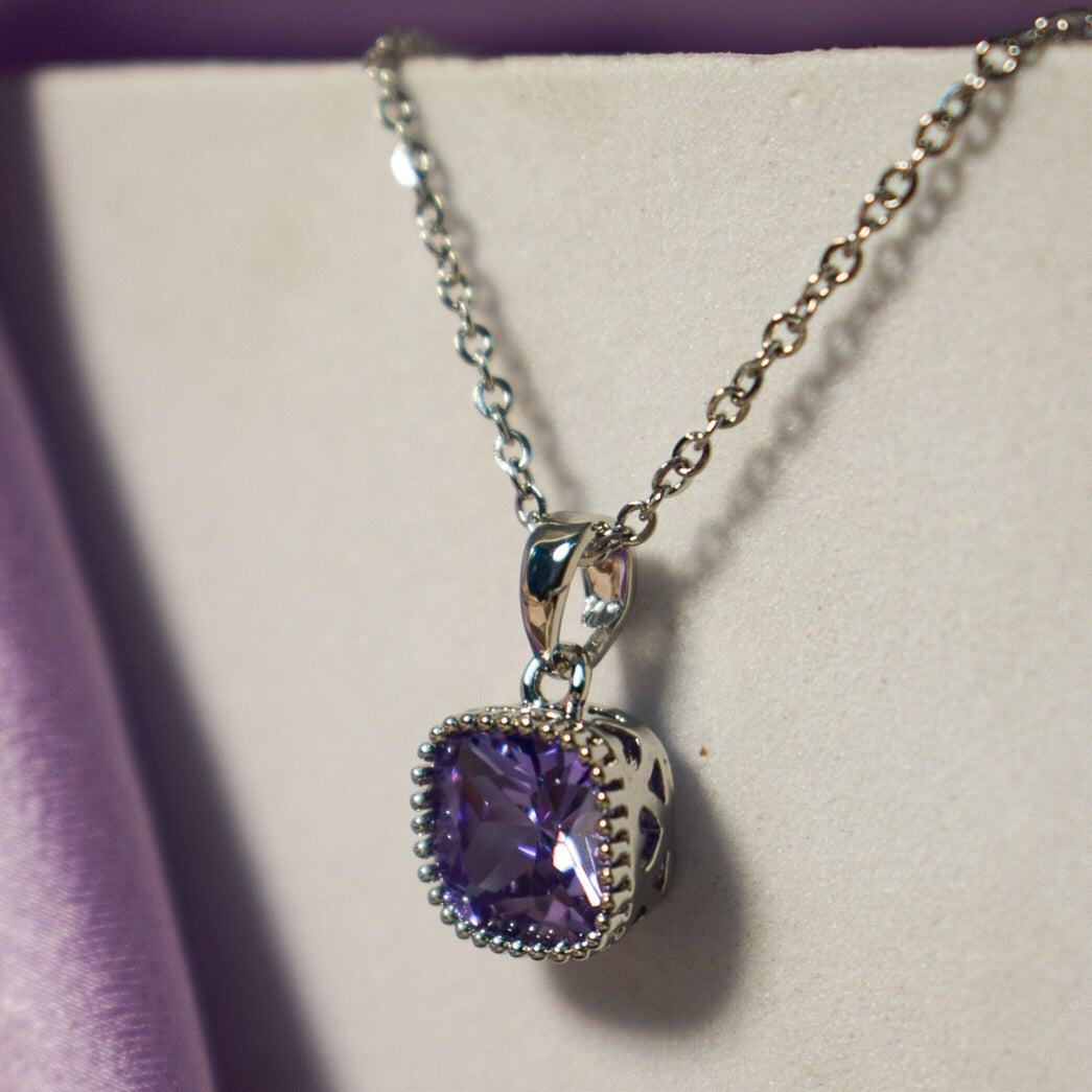 Dainty Silver Stoned Diamond Elegance Pendant - Salty Accessories