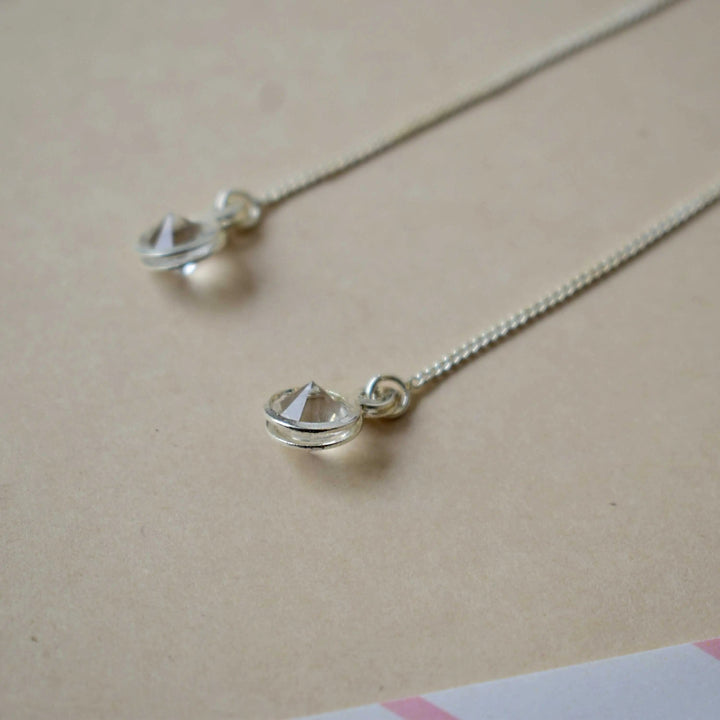 Rhinestone Threader Pull-out Crystal Drop Earrings