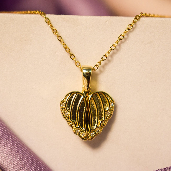 Golden Heart Gem Cascade Necklace