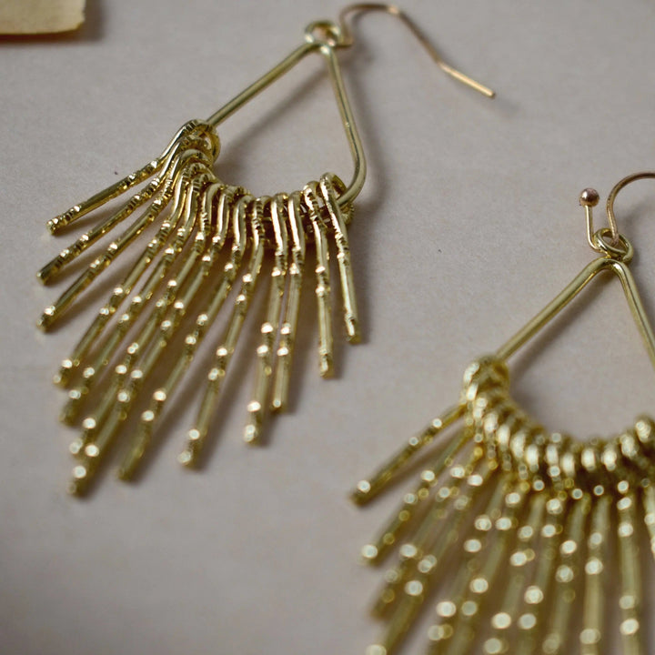 Dangling Gold Teardrop Tassel Drop Earrings - Salty Accessories