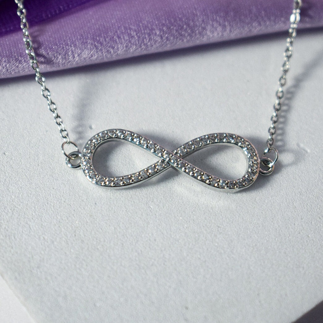 Infinity Love Silver Crystal Necklace - Salty Accessories