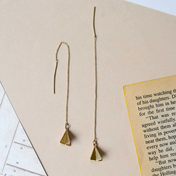 Pyramid Threader Pull-out Drop Earrings - Gold - Salty Accessories