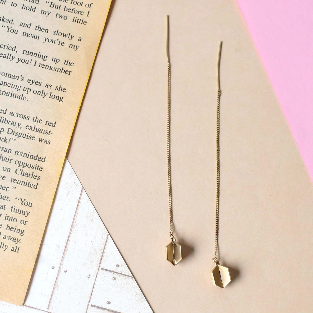 Prism Threader Pull-out Drop Earrings - Gold
