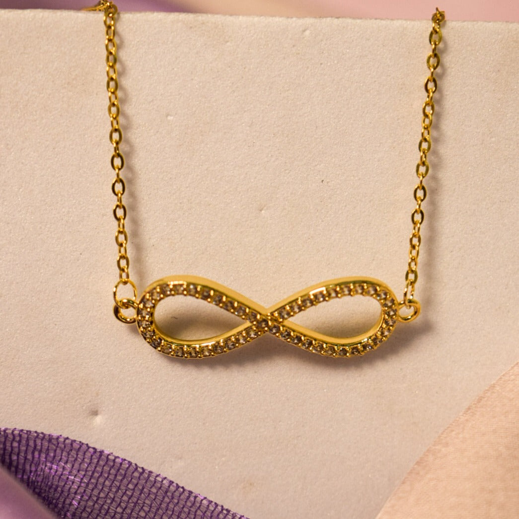 Infinity Love Golden Crystal Necklace Salty