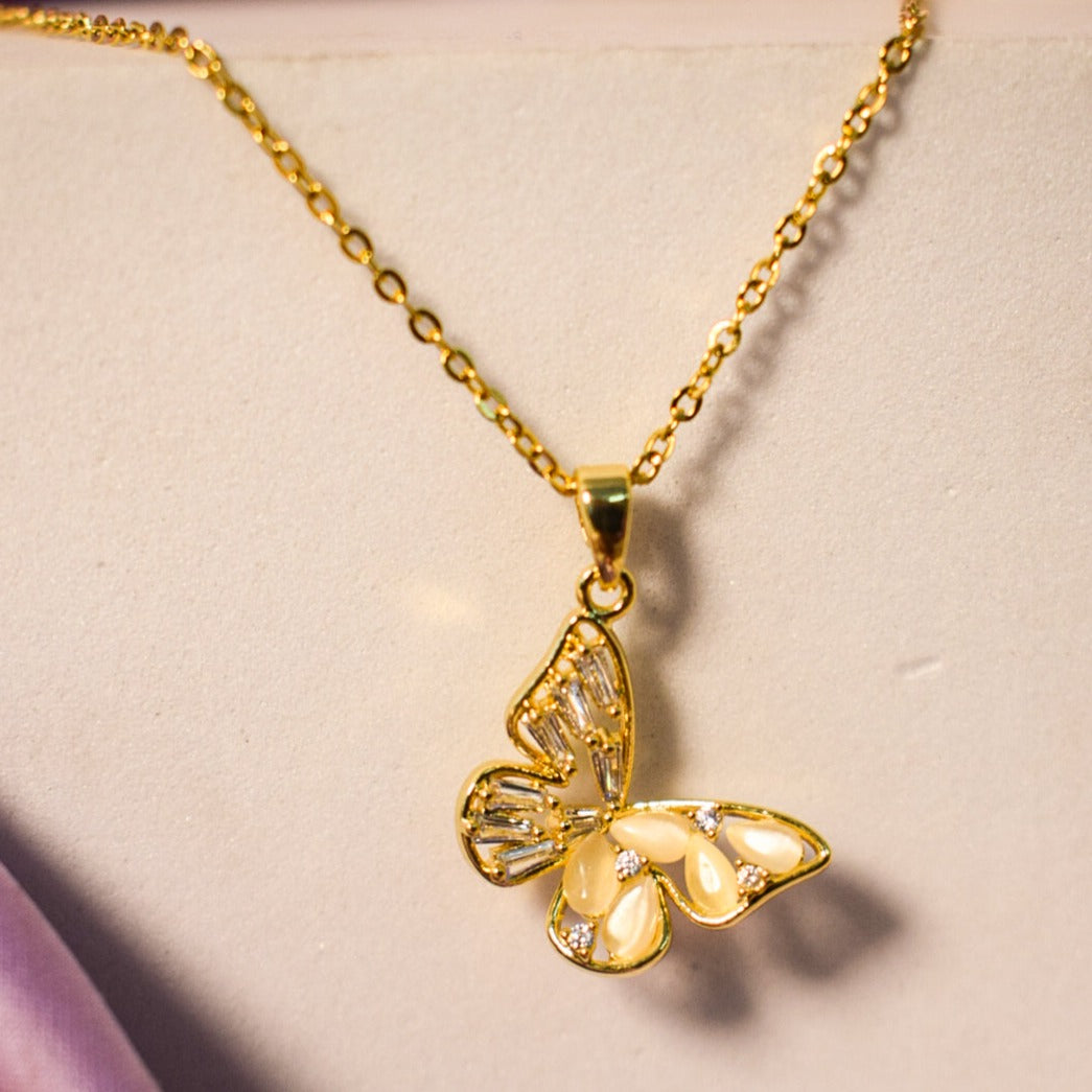 Butterfly Kisses Golden Necklace - Salty Accessories