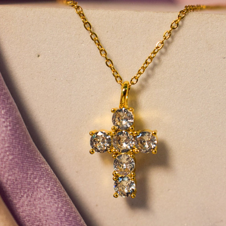Minimal Golden diamond Cross - Salty Accessories