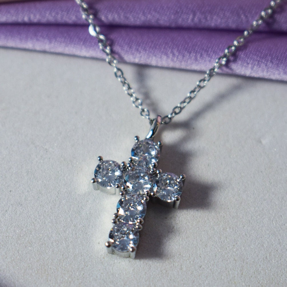 Diamond Filled Silver Cross