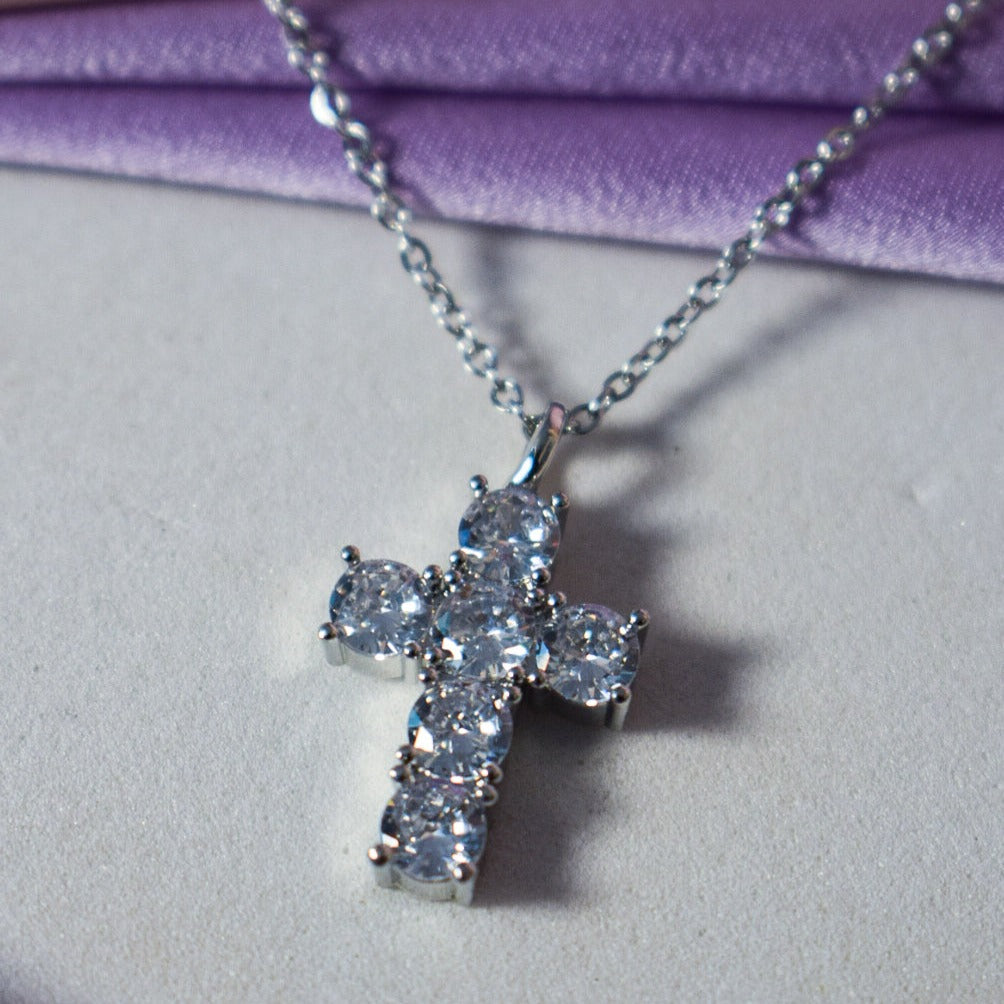 Diamond Filled Silver Cross - Salty Accessories