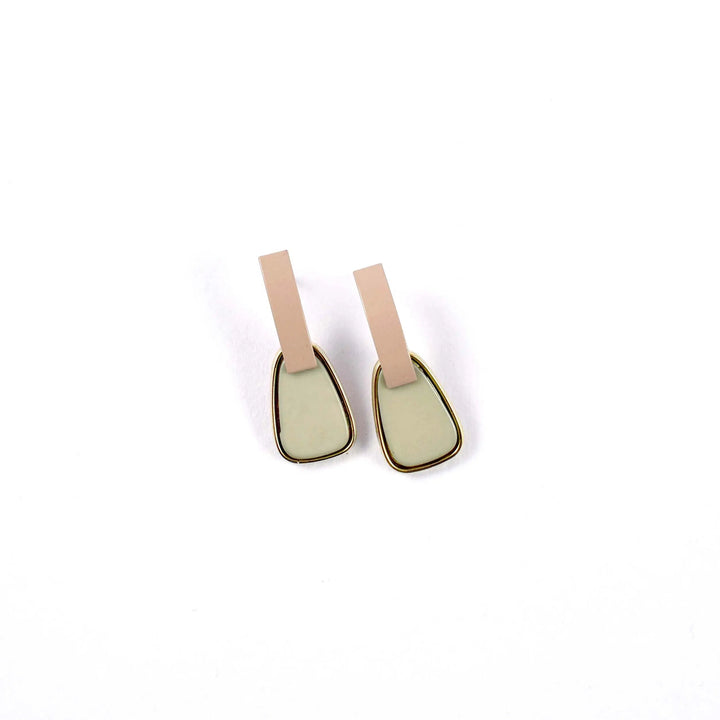 Vintage Statement Minimalist Earrings Pink and Grey - Salty Accessories