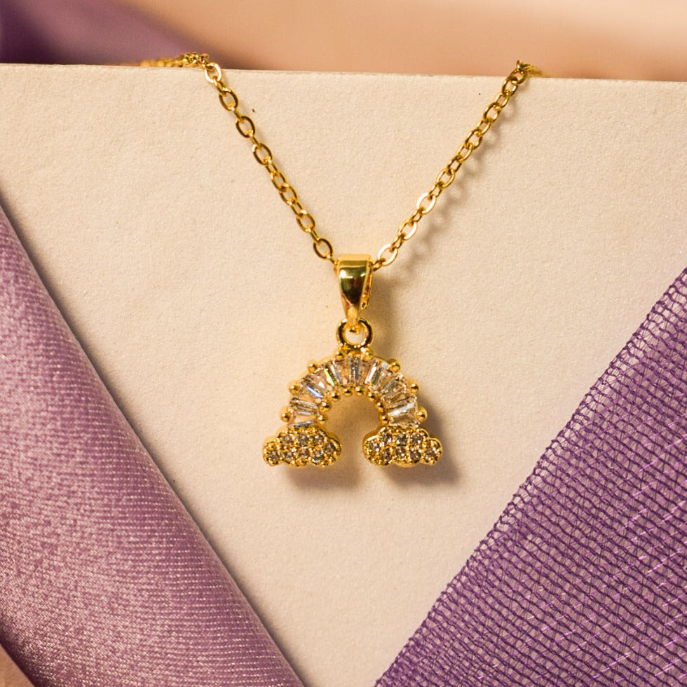 Luminous Rainbow Arch Necklace - Gold - Salty Accessories