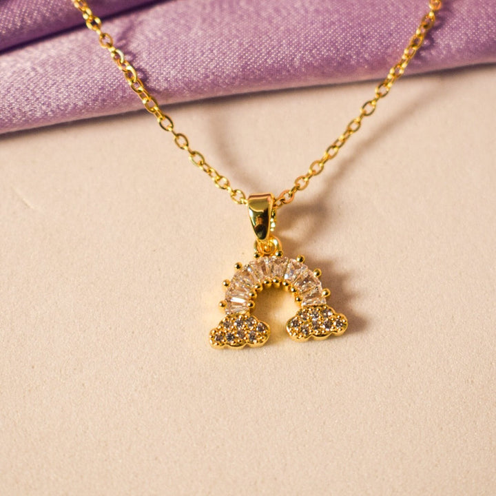 Luminous Rainbow Arch Necklace - Gold - Salty Accessories