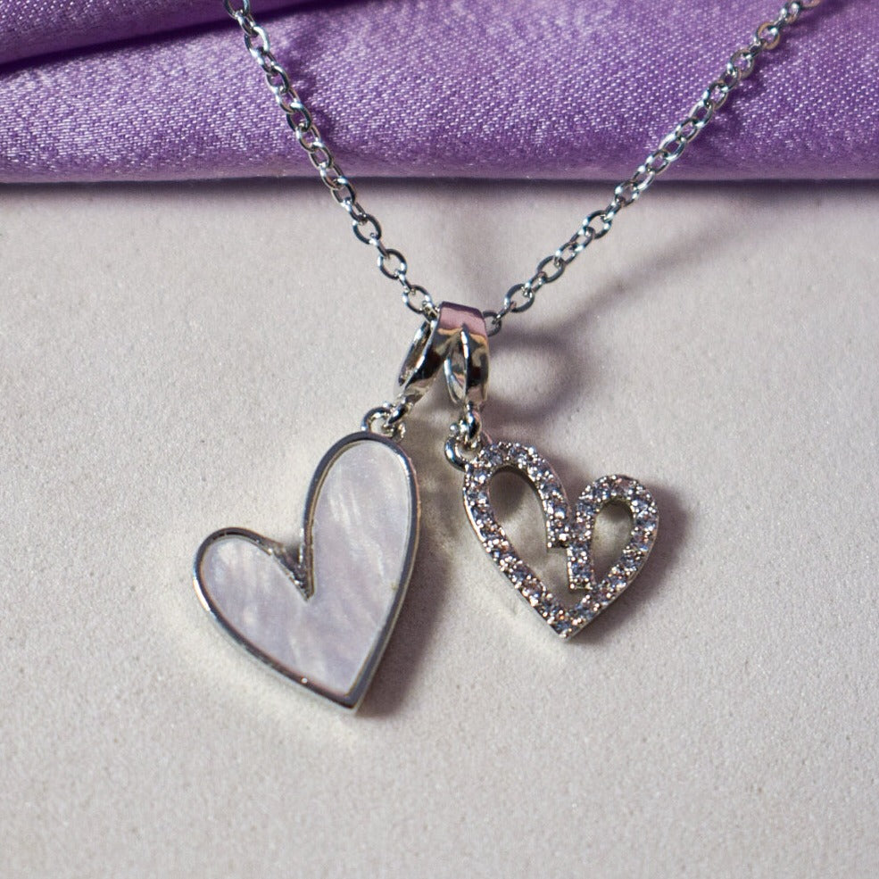 LoveBond Double Heart Silver Necklace - Salty Accessories