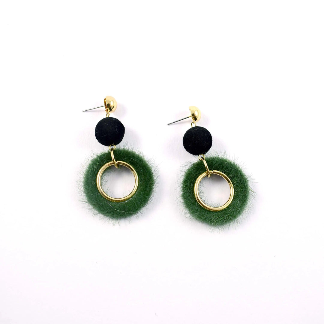 Fur Ball Tassel Earrings - Salty Accessories