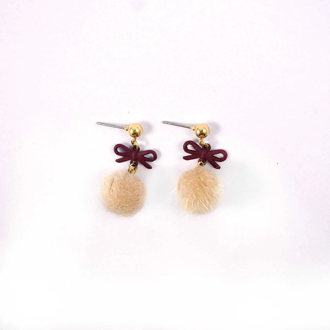 Festive Bow and Pom-pom Earrings