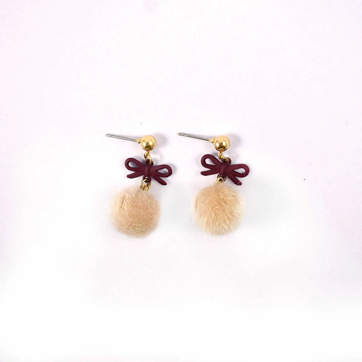 Festive Bow and Pom-pom Earrings