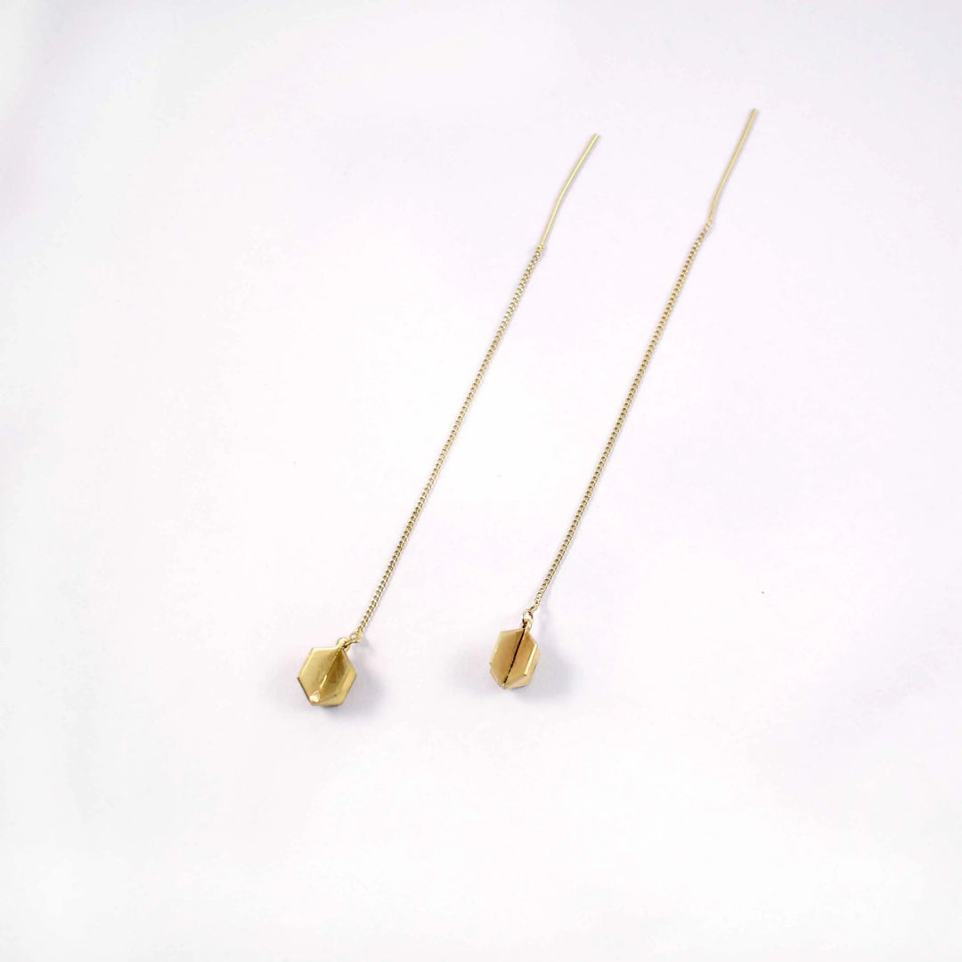 Prism Threader Pull-out Drop Earrings - Gold