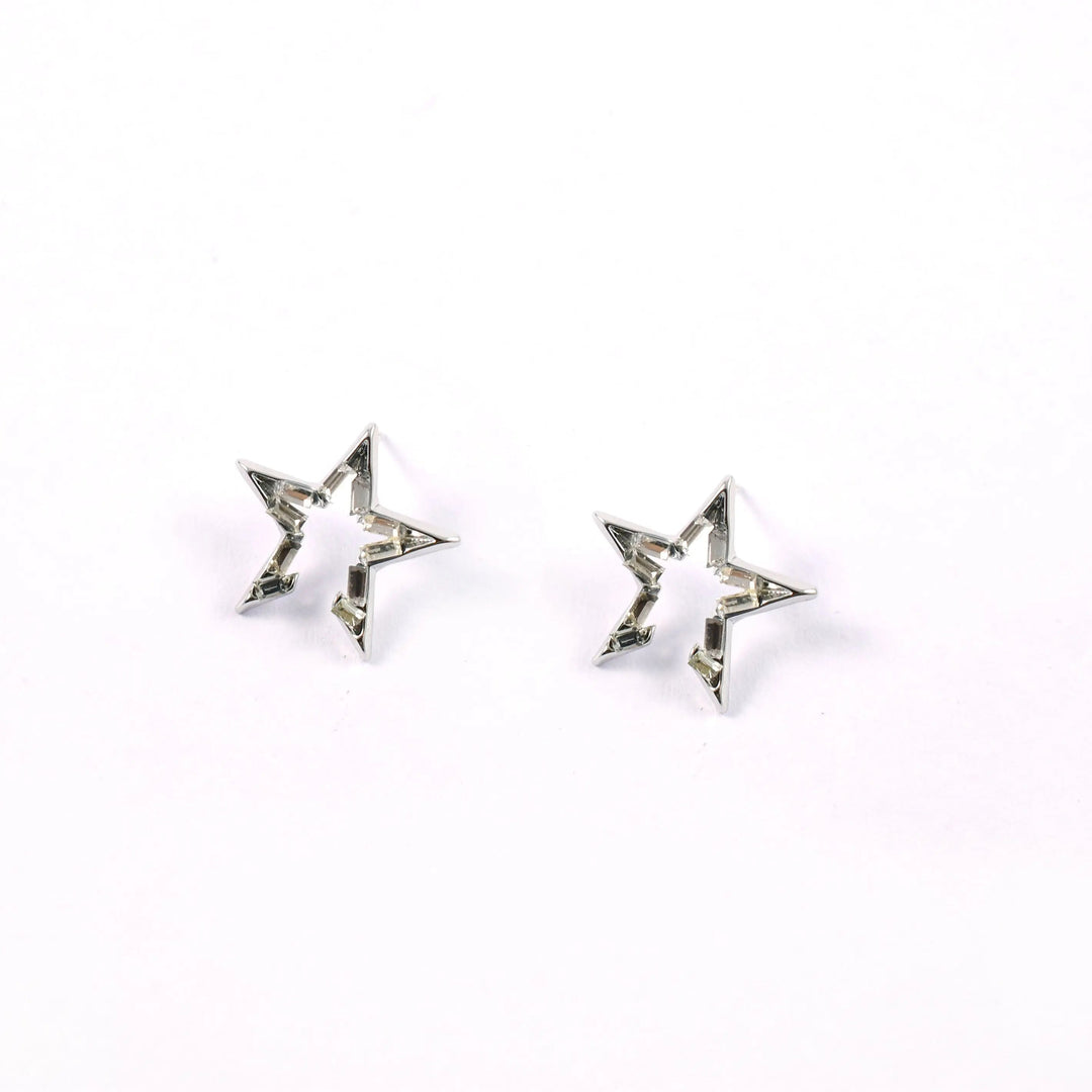 Crystal Open Star Stud Earrings - Salty Accessories