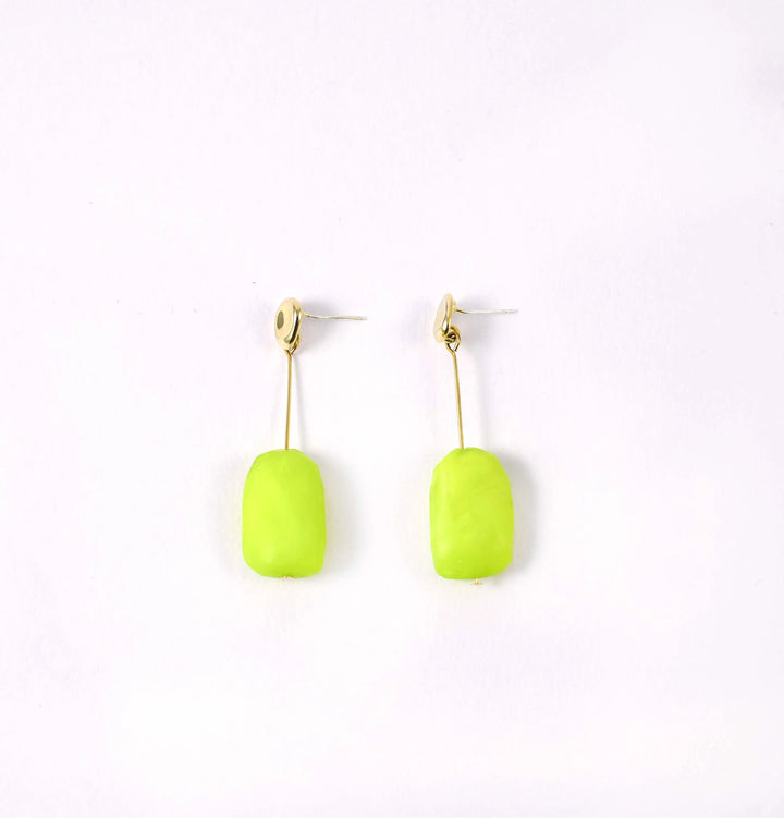 Neon Green Drop Geometric Earrings - Salty Accessories