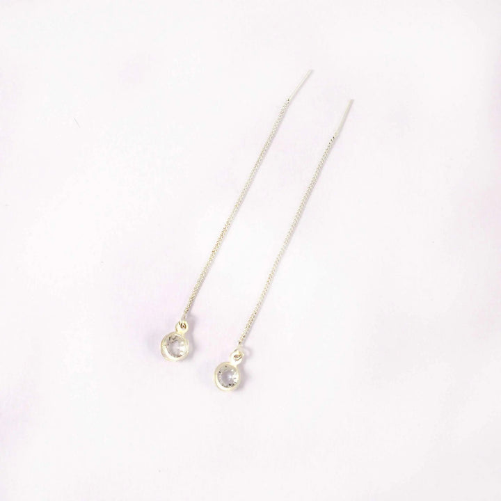 Rhinestone Threader Pull-out Crystal Drop Earrings
