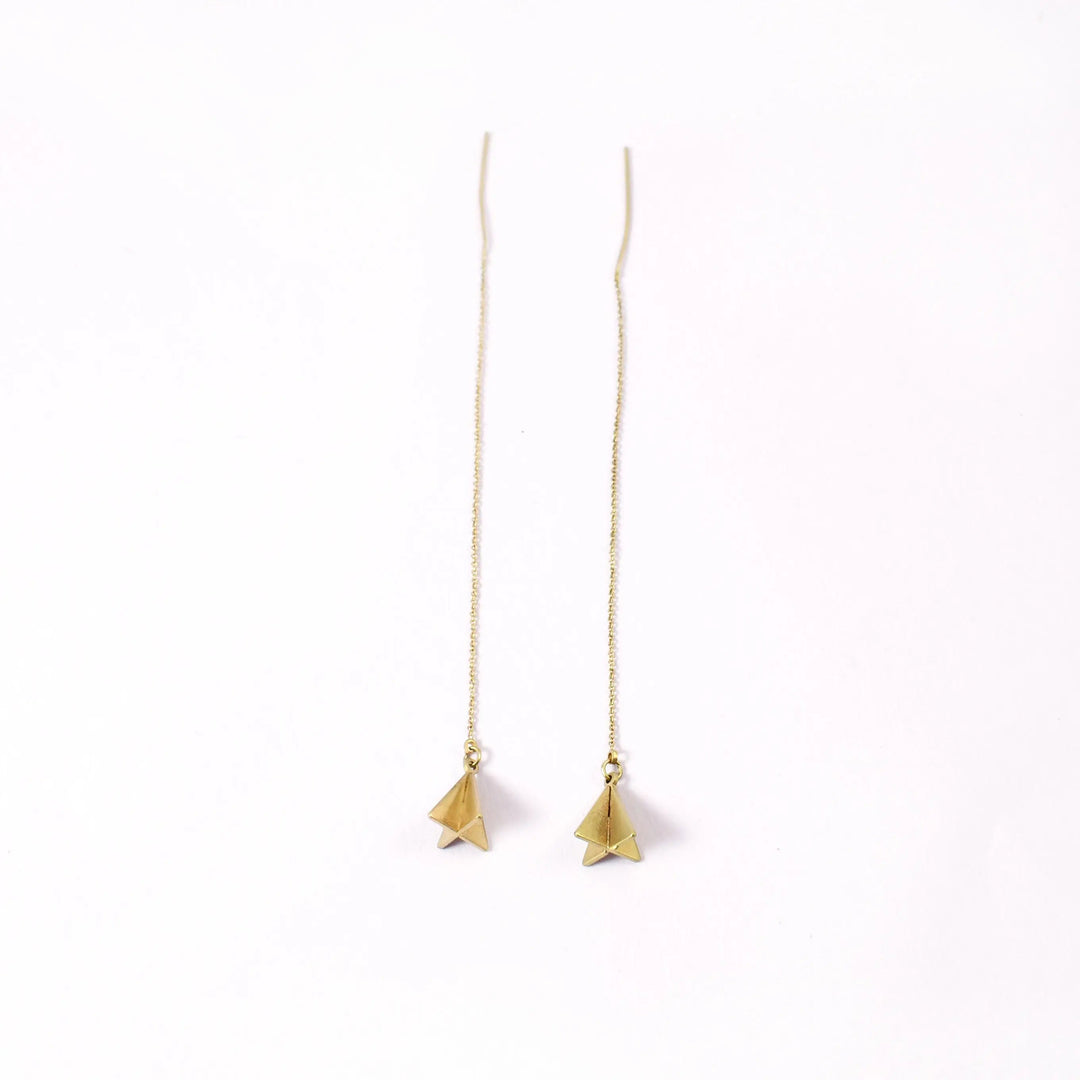 Pyramid Threader Pull-out Drop Earrings - Gold - Salty Accessories