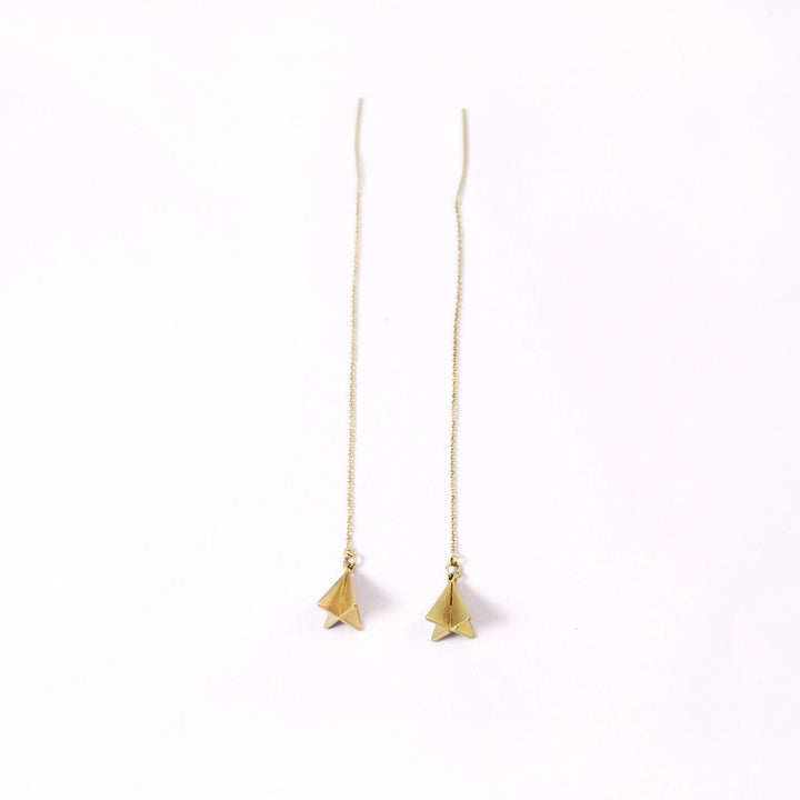 Pyramid Threader Pull-out Drop Earrings - Gold - Salty Accessories
