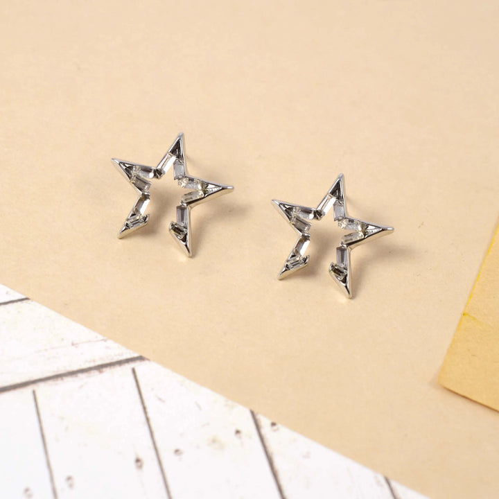 Crystal Open Star Stud Earrings - Salty Accessories