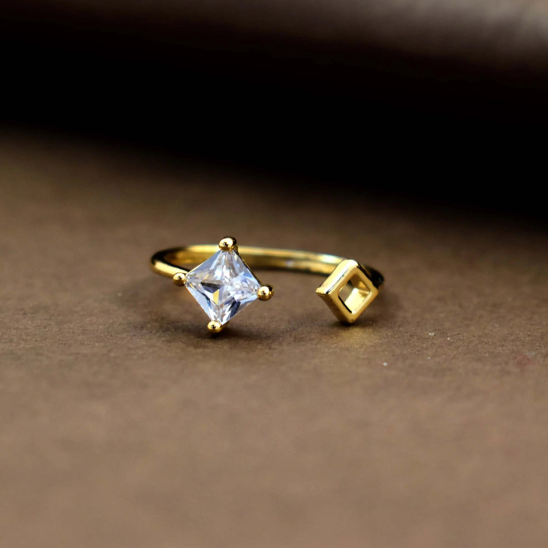 Diamond charm gold ring - Salty Accessories