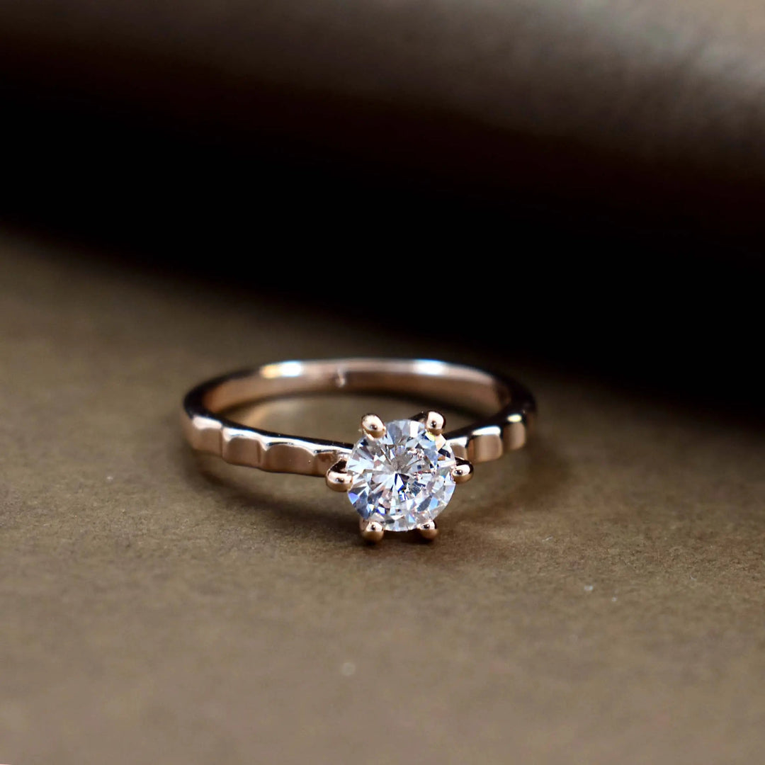 Multiple indent crystal rose-gold ring - Salty Accessories