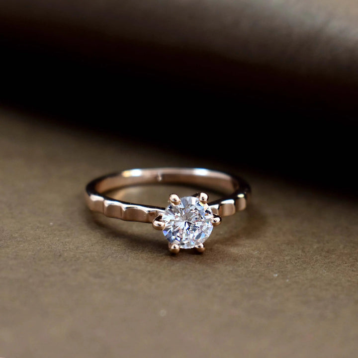 Multiple indent crystal rose-gold ring - Salty Accessories