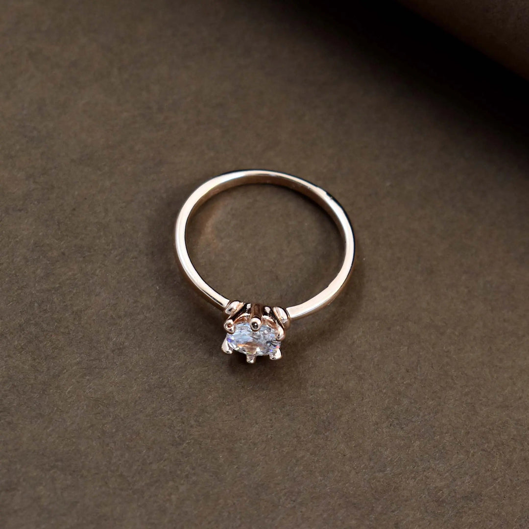 Banded crystal rose-gold ring - Salty Accessories
