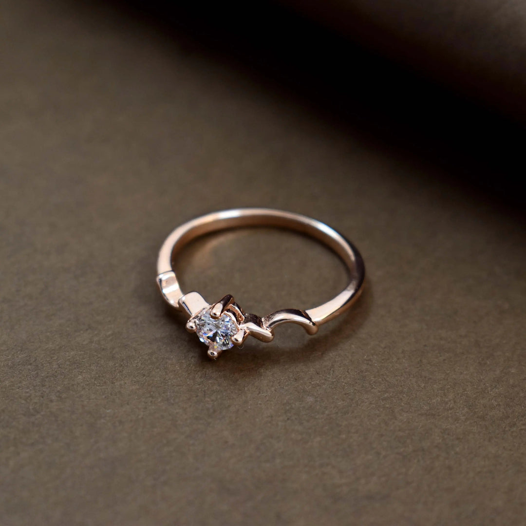 Curved wave rose-gold ring - Salty Accessories