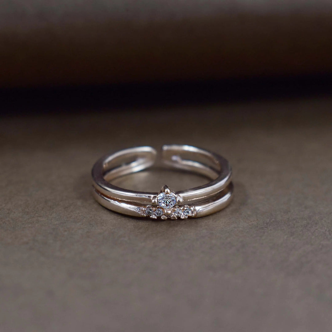 Quintet crystal rose-gold ring - Salty Accessories