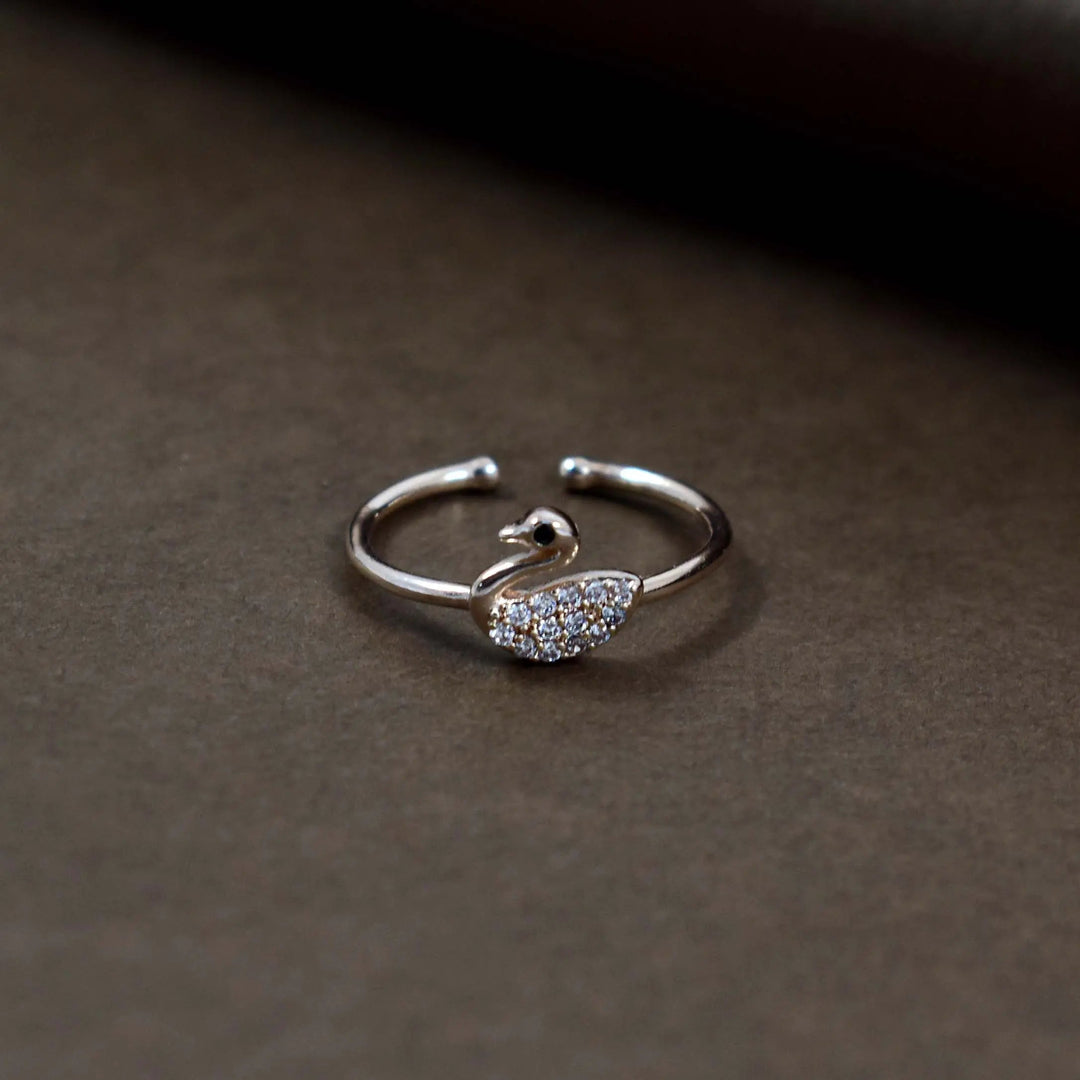 Swan crystal rose-gold ring - Salty Accessories