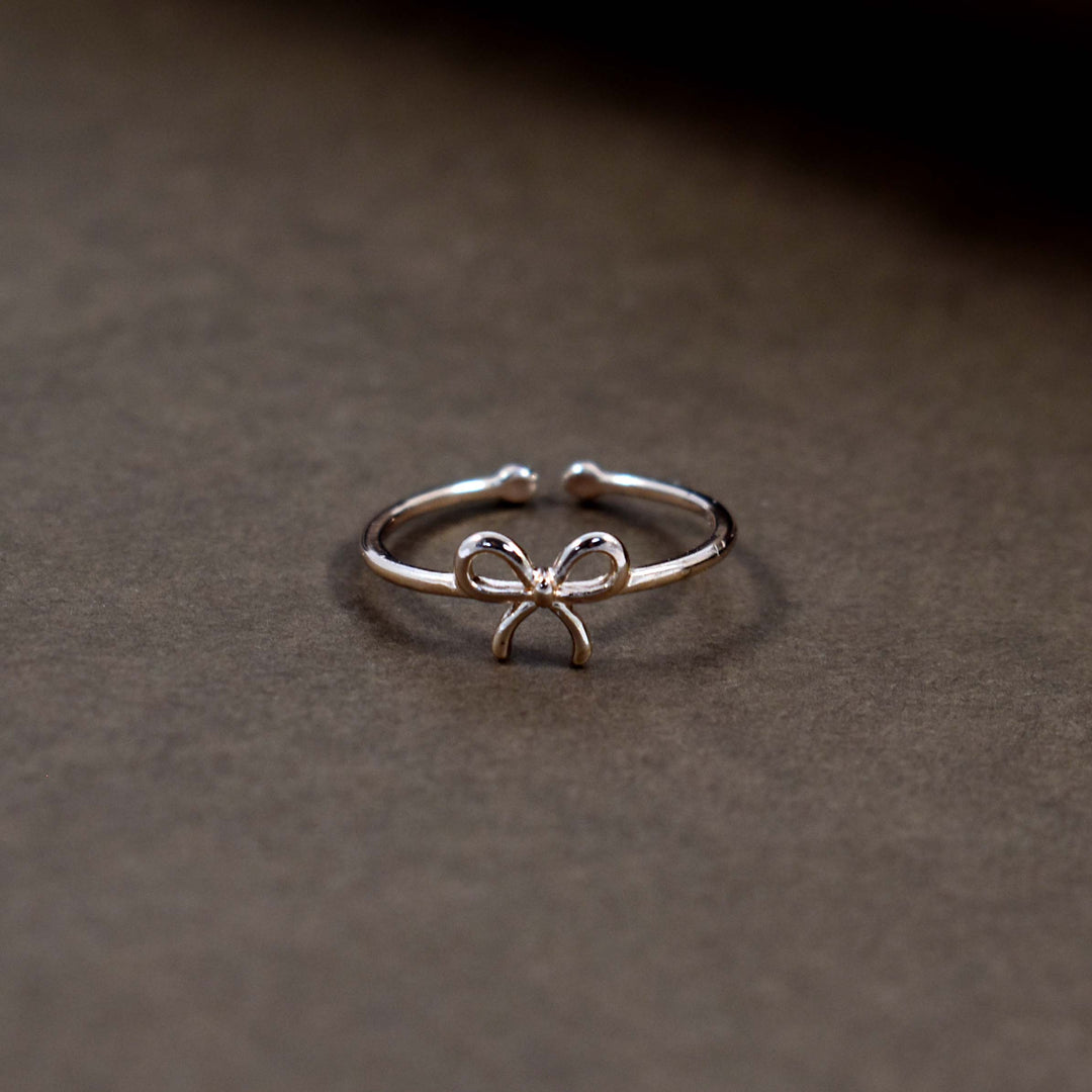 Silk bow rose-gold ring - Salty Accessories