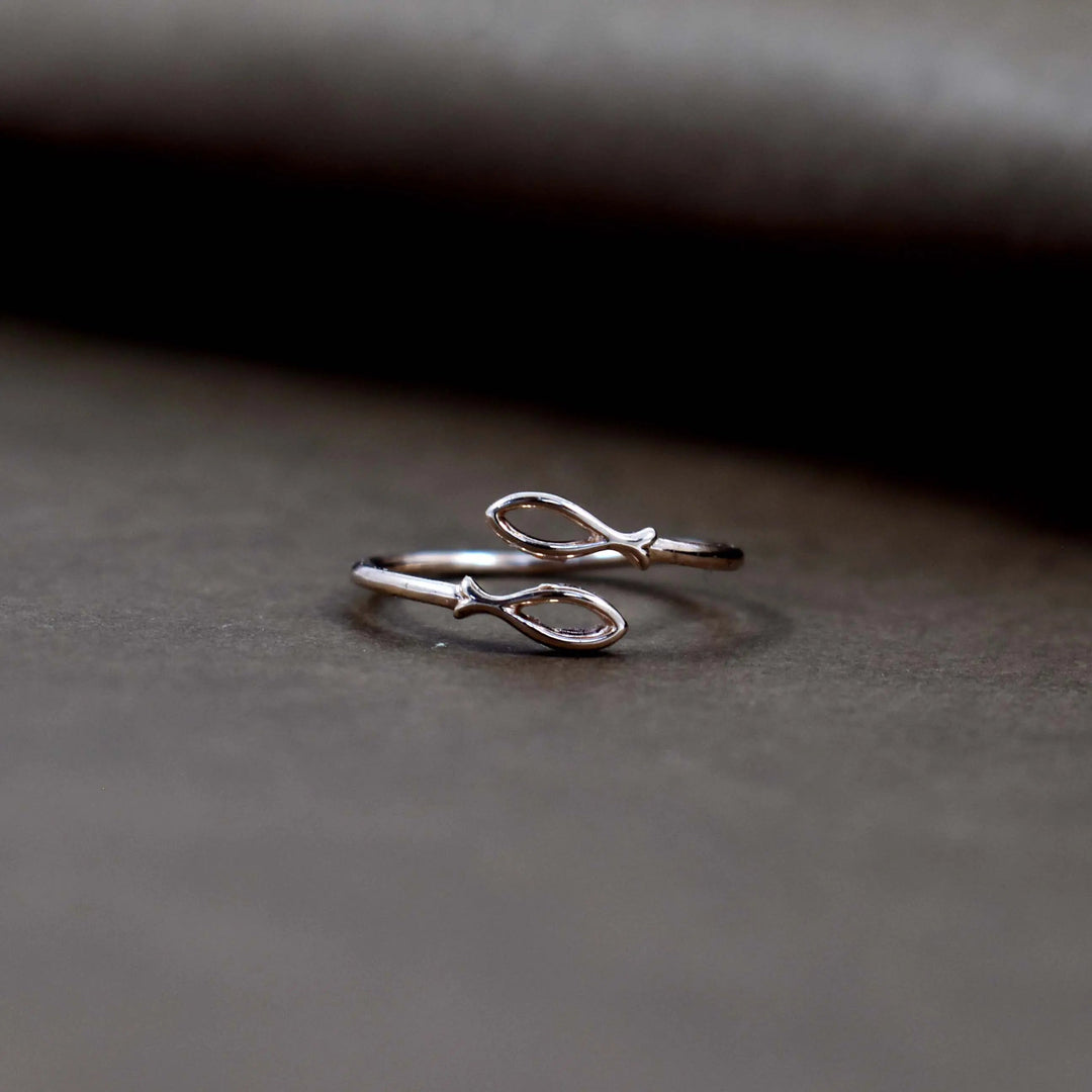 Dual almond rose-gold ring - Salty Accessories