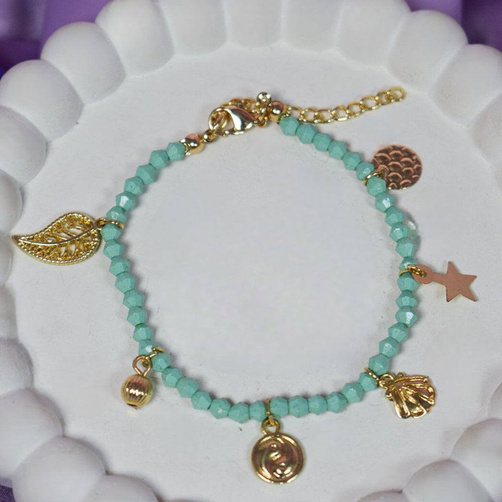 Sea Green Beaded Charms Bracelet Salty