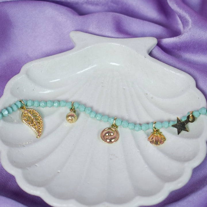 Sea Green Beaded Charms Bracelet