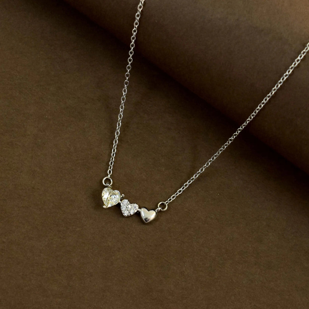 Trivia love trio silver anti-tarnish necklace - Salty Accessories