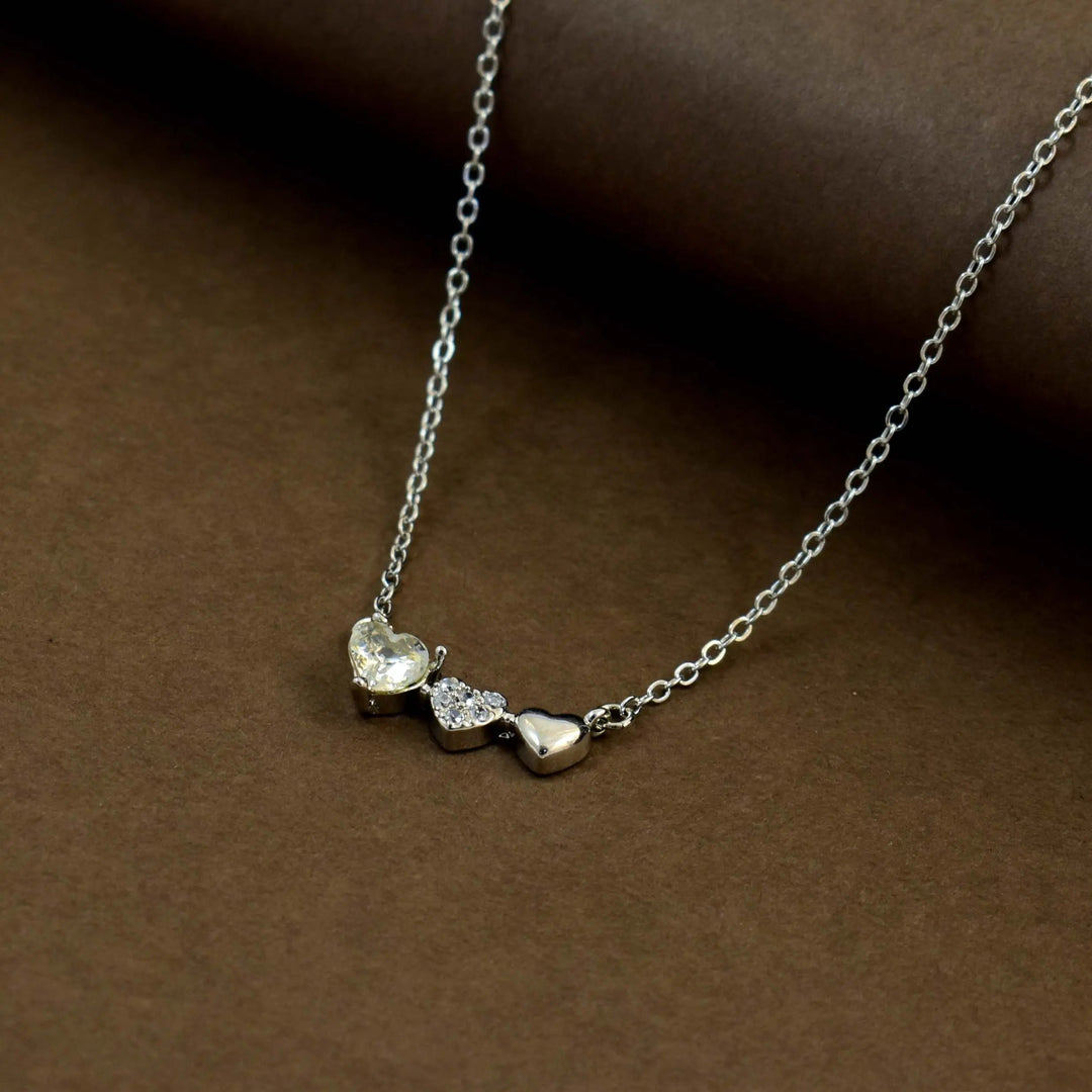 Trivia love trio silver anti-tarnish necklace - Salty Accessories