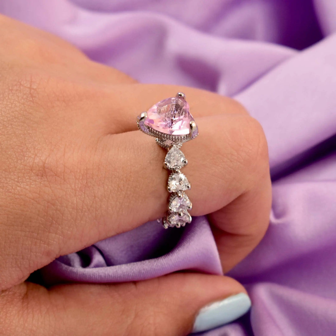 Pink heart cocktail ring - Salty Accessories