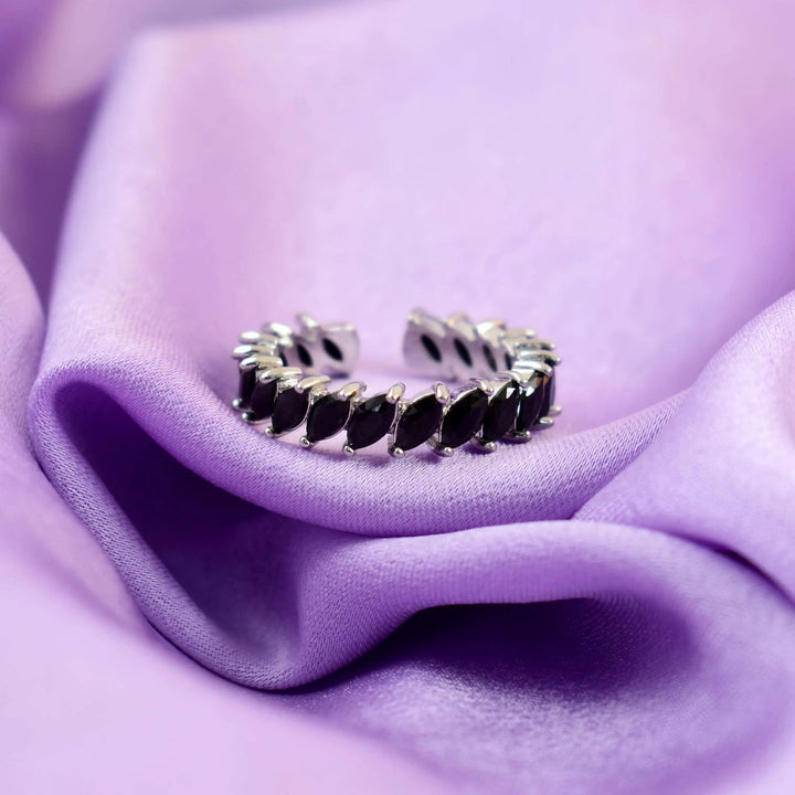 Raven leaf silver tennis ring - Salty Accessories