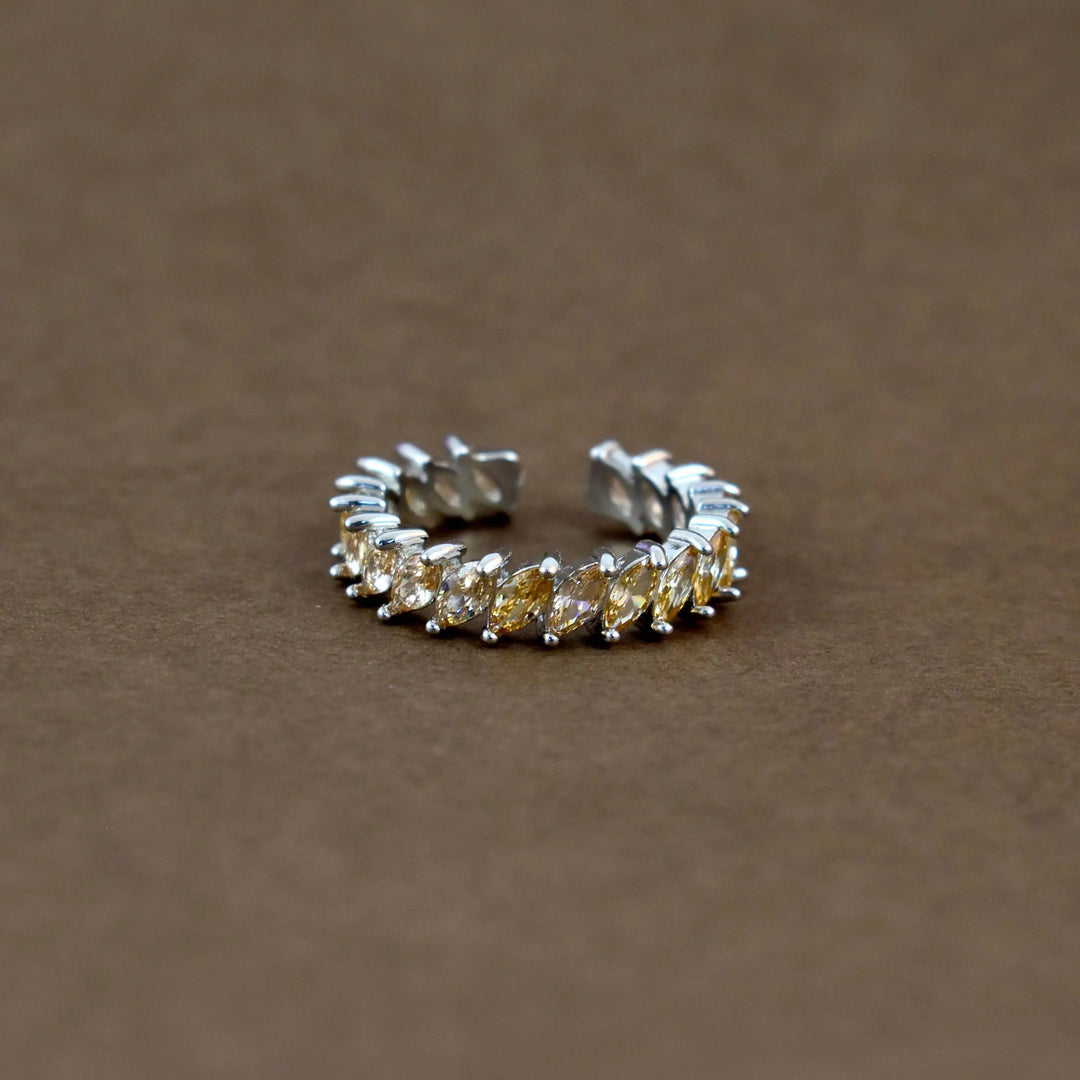 Tangerine leaf silver tennis ring - Salty Accessories