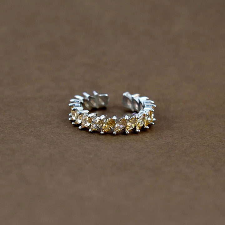 Tangerine leaf silver tennis ring - Salty Accessories