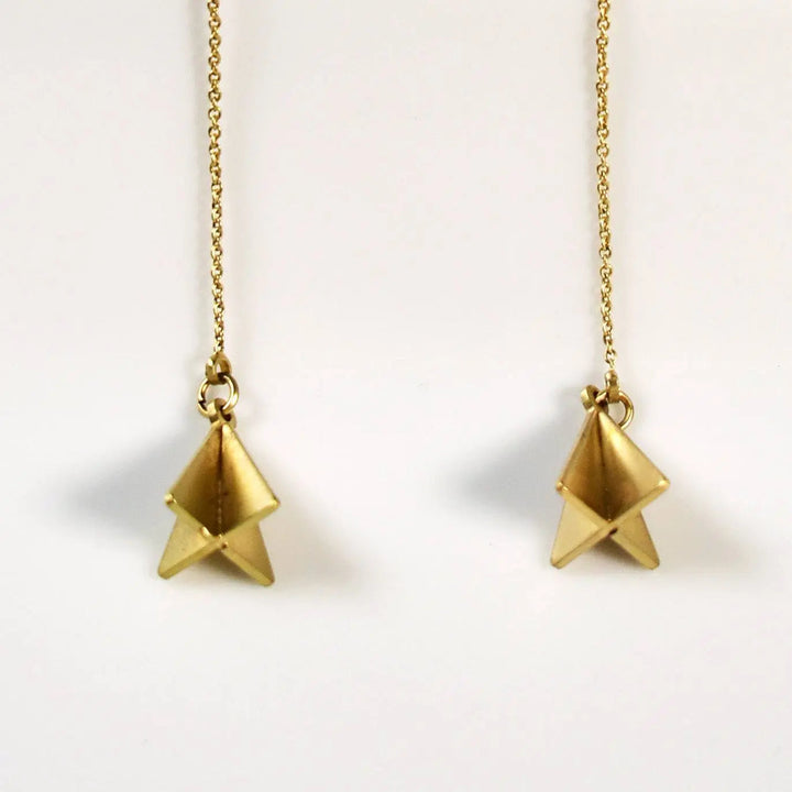 Pyramid Threader Pull-out Drop Earrings - Gold - Salty Accessories
