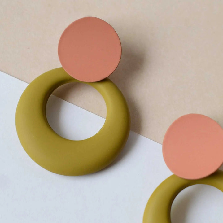 Geometric Stud Earrings Orange - Salty Accessories