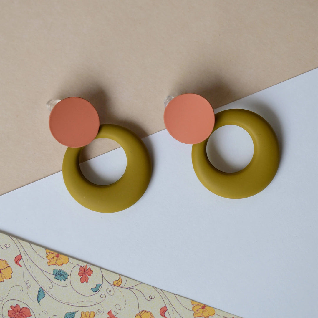 Geometric Stud Earrings Orange - Salty Accessories