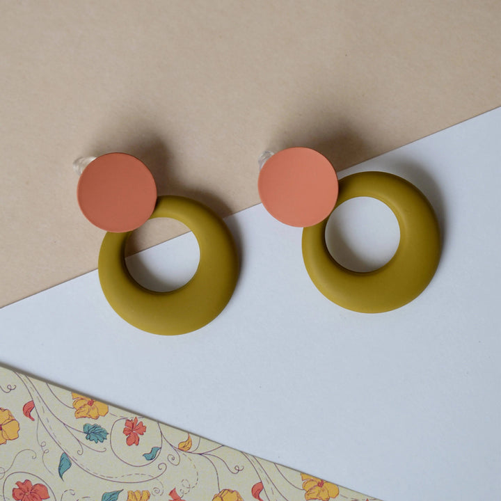 Geometric Stud Earrings Orange - Salty Accessories