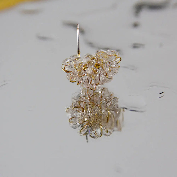 Dahlia Crystal Flower Stud Earrings