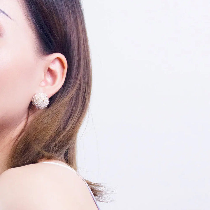 Dahlia Crystal Flower Stud Earrings